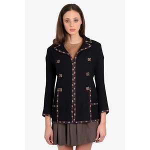 Pre-loved Chanel™ Pre-Fall 2011 Paris Byzance Black Wool Tweed Jacket Size 36